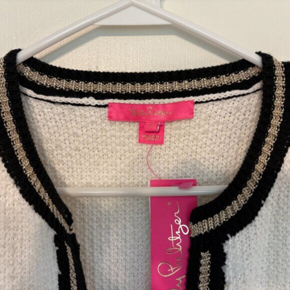 Lilly Pulitzer Women's Textured Tweed Nalayna Cardigan Sweater Top S White NWT - Picture 3 of 12